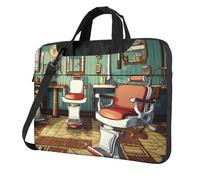 Sac pour ordinateur portable en verre coloré avec motif coucher de soleil, sac à bandoulière tendance pour ordinateur portable 13/14/15,6", Barber Shop., 13 inch