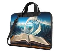 Sac pour ordinateur portable en verre coloré avec motif coucher de soleil, sac à bandoulière tendance pour ordinateur portable 13/14/15,6", Imprimé Book Wave, 13 inch