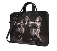 Sac pour ordinateur portable imprimé bouledogue français grande capacité sac bandoulière sacoche pour ordinateur portable, Noir/blanc, 13 inch