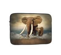 Sac pour ordinateur portable imprimé éléphants et bébés éléphants au bord de la mer, housse pour ordinateur portable de 12 pouces, convient pour les voyages et les voyages d'affaires