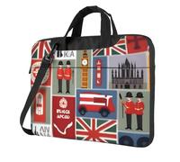 Sac pour ordinateur portable imprimé symboles de l'Angleterre, bandoulière rembourrée, simplifie votre quotidien, idéal pour les voyages d'affaires, noir, 13 inch