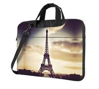 Sac pour ordinateur portable imprimé Tour Eiffel Amour Paris Grande capacité Sac à bandoulière Sacoche pour ordinateur portable, Noir/blanc, 13 inch