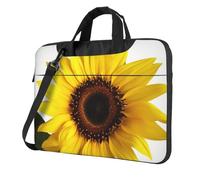 Sac pour ordinateur portable imprimé tournesol de grande capacité Sac à bandoulière Sacoche pour ordinateur portable, Noir/blanc, 13 inch