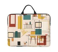 Sac pour ordinateur portable moderne du milieu du siècle 14" avec doublure antichoc et design portable, adapté pour un usage professionnel et quotidien.