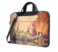 Sac pour ordinateur portable motif cactus au coucher du soleil - Unisexe - Bandoulière - Pour la rentrée scolaire, Noir , 14 inch