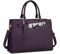Sac pour ordinateur portable pour femme de 15,6 pouces, sac fourre-tout en polyuréthane pour affaires, bureau, travail, mallette imperméable, sac à main léger, violet intense