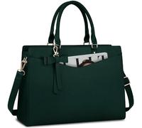 Sac pour ordinateur portable pour femme de 15,6 pouces, sac fourre-tout en polyuréthane pour affaires, bureau, travail, mallette imperméable, sac à main léger, vert foncé