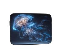 Sac pour ordinateur portable résistant aux chocs avec motif méduses de science-fiction pour voyage d'affaires, travail, université, Noir/blanc, 17 inch