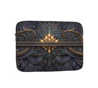Sac pour ordinateur portable résistant aux chocs - Motif mystique doré - Pour voyage d'affaires, travail, université, Noir , 12 inch