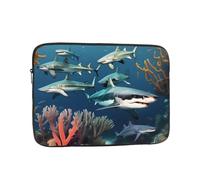 Sac pour ordinateur portable résistant aux chocs - Motif requins sous la mer - Pour voyage d'affaires, travail, université, Noir , 12 inch