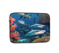 Sac pour ordinateur portable résistant aux chocs - Portable - Tendance - Motif sous-marin requin corail - Pour voyage d'affaires, travail, université, Noir , 17 inch