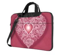 Sac pour ordinateur portable romantique avec imprimé cœur, housse à bandoulière unique, compatible avec les ordinateurs portables de 13 à 15,6", noir, 13 inch