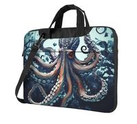 Sac pour ordinateur portable - Sac de transport cool en forme de pieuvre - Sac à bandoulière avec bandoulière, Noir/blanc, 13 inch