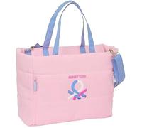 Safta Benetton Pink Sac pour ordinateur portable 14,1" avec poche, idéal pour enfants de différents âges, confortable et polyvalent, qualité et résistance, 54 x 17 x 31 cm, couleur rose, rose,