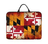 Sac pour ordinateur portable vintage en bois avec motif drapeau du Maryland 14" avec doublure antichoc et design portable, adapté pour un usage professionnel et quotidien.