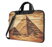 Sac pour ordinateur portable vintage Grande capacité Imprimé pyramide égyptienne Sac à bandoulière Sacoche pour ordinateur portable, Noir/blanc, 15.6 inch
