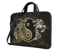 Sac pour ordinateur portable Yin Yang Dragon imprimé tigre élégant et protecteur léger et polyvalent pour le travail et les voyages, Noir , 15.6 inch