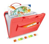 Sac pour Ravensburger Tiptoi Stylo et Livres Tiptoi, Pochette pour Tiptoi Coffret Complet, Housse pour Tiptoi Mon Premier Atlas, Porte-Documents Enfant pour l'école, Trieurs à Soufflets, Rouge