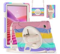 Sac pour tablette PC, étui Étui for tablette Lenovo Tab S10 10.1 TB-311XU/K10C TB-311FU 2025 2024, robuste, résistant aux chocs, avec bandoulière, coque de protection en silicone for enfants(Pink 1)