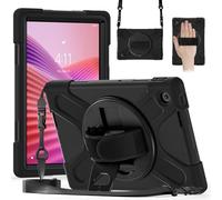 Sac pour tablette PC, étui Étui for tablette Lenovo Tab S10 10.1 TB-311XU/K10C TB-311FU 2025 2024, robuste, résistant aux chocs, avec bandoulière, coque de protection en silicone for enfants(Svart)