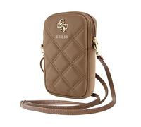 Sac pour téléphone - Guess - Zip Quilted 4G - Cuir écologique - Bandoulière réglable - Marron