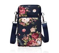 Sac pour Téléphone Portable, Sac À Bandoulière pour Femme, Imprimé Floral, Multifonctionnel, Noir, 17 X 9 Cm