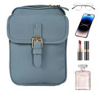 - Sac pour téléphone pour femme, en cuir synthétique, sac à main pour femme, sac à main pour téléphone portable avec fentes de sangle réglables | Petit sac à bandoulière, anti-vol - intégré, bleu