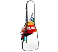 Sac pour ukulélé, étui pour ukulélé soprano ténor concert de 58,4 cm, 10 mm d'épaisseur, rembourré, sangles réglables, sac de transport, coloré, piano, trompette, saxophone, guitare, violon,