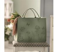 Sac "Prairie fleurie" en feutre vert, grand sac à provisions, sac en feutre, shopper, cabas