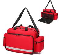 Sac Premier Soins, sac de traumatologie avec séparateurs intérieurs, sac de soins à domicile avec bandoulière pour paramédicaux et kit de fournitures médicales d'urgence(Red)