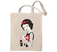 Sac Princesses Punk Rock Tatouages Coton Écologique 100% Naturel Réutilisable et Résistant, Sacs Femme, Tote Bag pour Shopping, Plage, Utilisation Quotidienne, Sac D'été Designs Unique, Blanche Neige