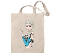 Sac Princesses Punk Rock Tatouages Coton Écologique 100% Naturel Réutilisable et Résistant, Sacs Femme, Tote Bag pour Shopping, Plage, Utilisation Quotidienne, Sac Femme D'été Designs Unique, Elsa