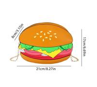 Sac q hamburger fantaisie, sac e main portable, 21 x 17 x 8 cm, suc u fain avac bindoulière, sap i nourriture oe dessin animé, xac à bandoulière fantaisiste avec design rond, fourre-tout de voyag