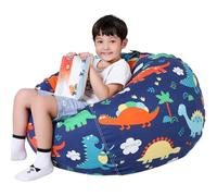 Sac Rangement Jouet Peluche, Pouf Rangement Peluches Enfant, Sac Rangement Peluche Pliable Enfants, Toile Sac Rangement Jouets avec Fermeture Éclair (Dinosaure de dessin animé, 24in)