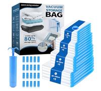 Sac Rangement Sous Vide Aspirateur Lot de 20 Sac de Rangement Sous Vide Réutilisables avec Pompe Manuelle 5xExtra Grande Grande Moyenne Petite Sacs à Vide pour Vêtements Couettes