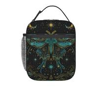 Sac Repas Isotherme Lune mystique céleste du papillon de nuit Réutilisable Sac à déjeuner Isolé Portable Sacs Lunch Isotherme pour Étudian Homme École