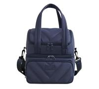 Sac repas pour femme - Boîte à déjeuner isotherme à double niveau - Sac à déjeuner bouffant avec sangles anti-fuite - 12L - Poches pour travail, pique-nique, voyage, plage (rose) (bleu marine, taille