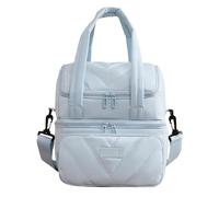 Sac repas pour femme - Boîte à déjeuner isotherme à double niveau - Sac à déjeuner bouffant avec sangles anti-fuite - 12L - Poches pour travail, pique-nique, voyage, plage (rose) (bleu, L)