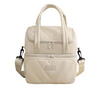 Sac repas pour femme - Sac à déjeuner isotherme à double niveau - Sac à déjeuner bouffant - Sangles anti-fuite - 12L - Poches pour travail, pique-nique, voyage, plage (rose) - Blanc cassé - Taille L