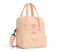 Sac repas pour femme - Sac à déjeuner isotherme à double niveau - Sac à déjeuner bouffant - Sangles anti-fuite - 12L - Poches pour travail, pique-nique, voyage, plage (rose) - Taille L