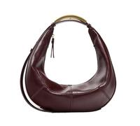 Sac Rétro En Forme De Croissant Avec Poignées En Métal Au Design Patchwork, Adapté for Être Porté À L'épaule Ou Sous Les Bras(Dark Red,L)