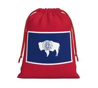 Sac réutilisable avec cordon de serrage imprimé drapeau de l'État du Wyoming - Décoration de fête - Rangement quotidien - Pochette de célébrations