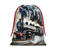 Sac réutilisable avec cordon de serrage Motif train à vapeur et nuages
