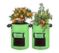 Sac réutilisable en feutre pour plantes avec double face permettant l'aération et le drainage visuel du développement des racines et des plantes (Vert-L)