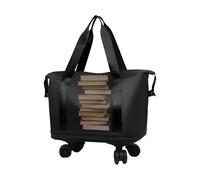 Sac Roulant avec Roues Amovibles et Bretelles réglables, Grand Bagage à Main Extensible Extensible avec poignée et étui de Valise, Sac de W nd d'avion de Voyage, Noir et Argent, verwijzen