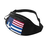 Sac Sacoche Banane Drapeau Grec Américain De La Grèce Loisir Sac Ceinture Portable Sacoche Ceinture pour Balade Promenade De Chien Femme 14X35Cm