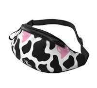 Sac Sacoche Banane Vache Noire Au Cœur Roses Loisir Sac Ceinture Portable Sacoche Homme Bandouliere Pour Activités Camping Balade 14X35Cm