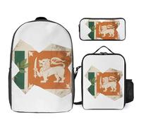 Sac Scolaire Enfant Ensemble Trois Pièces Sri Lanka Drapeau National Sac À Dos Ordinateur Portable Sac Déjeuner Trousse Cadeau Pour Garçons Ados Léger Et Imperméable