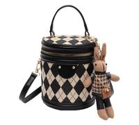 Sac seau à bandoulière - Sac vintage tendance pour femme | Sac à main à bandoulière multifonctionnel grande capacité avec fermeture éclair et sangle réglable pour le travail, Noir + pendentif, Refer