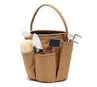 Sac Seau Porte outils Jardin en Coton 6 poches 32cm - SACSECA, Beige Caramel